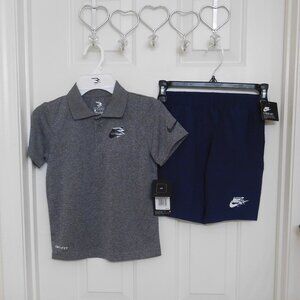 NWT 2pc Nike Gray Polo Shirt & Navy Shorts Set sz 6